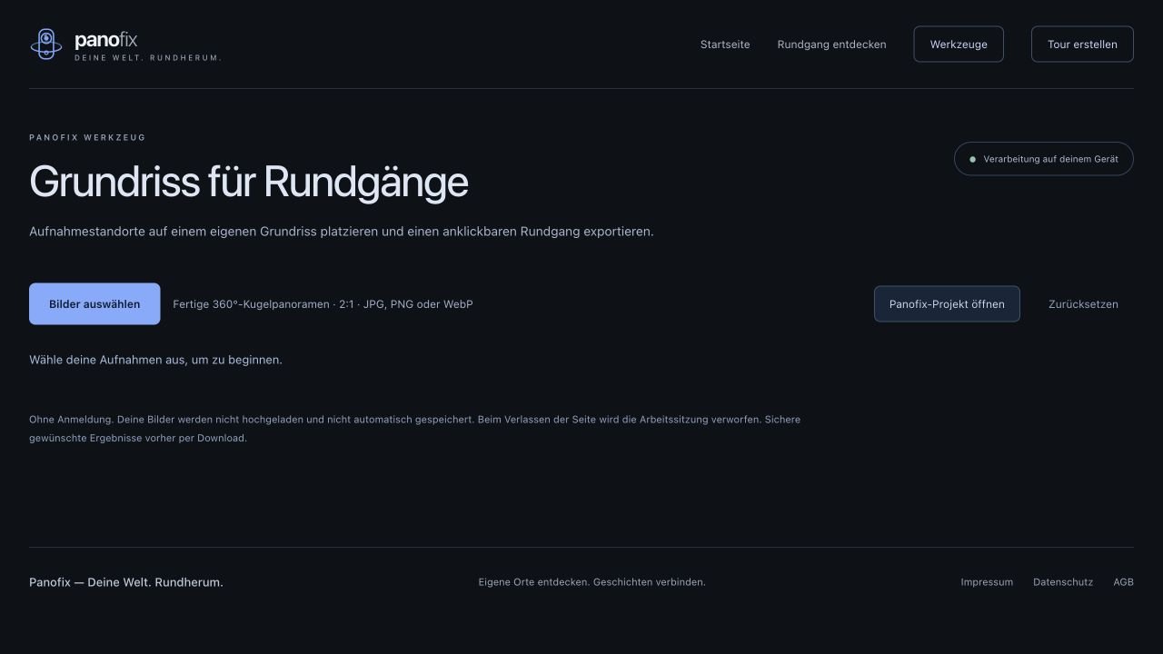 Grundriss für Rundgänge: Mit Panoramen oder einem Projekt beginnen