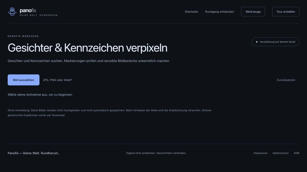 Gesichter und Kennzeichen verpixeln: Mit einem Foto oder Panorama beginnen