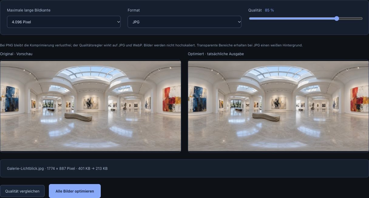 Panoramen verkleinern: Original und tatsächliche Ausgabe vergleichen